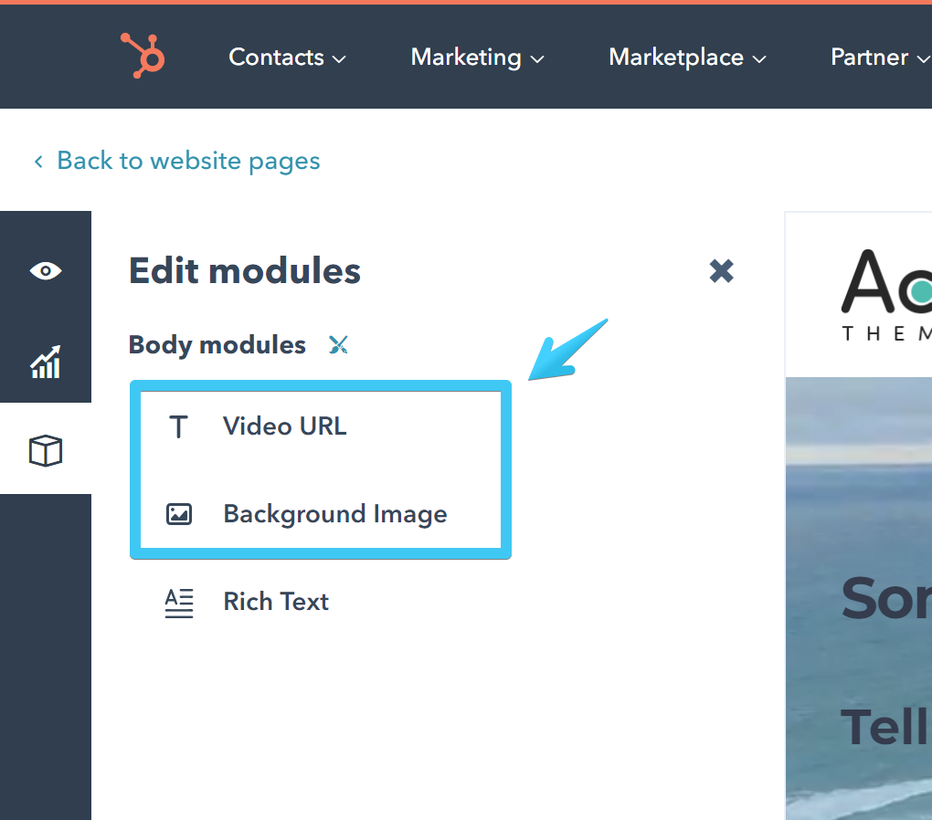 Act2 Page Editor Edit Modules Button