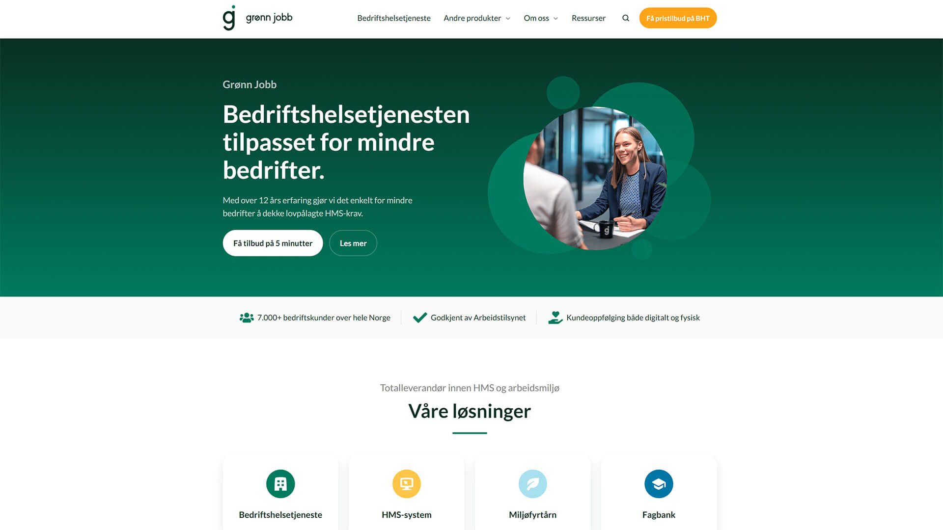 The beautiful gronnjobb.no website created with Act3 on the HubSpot CMS