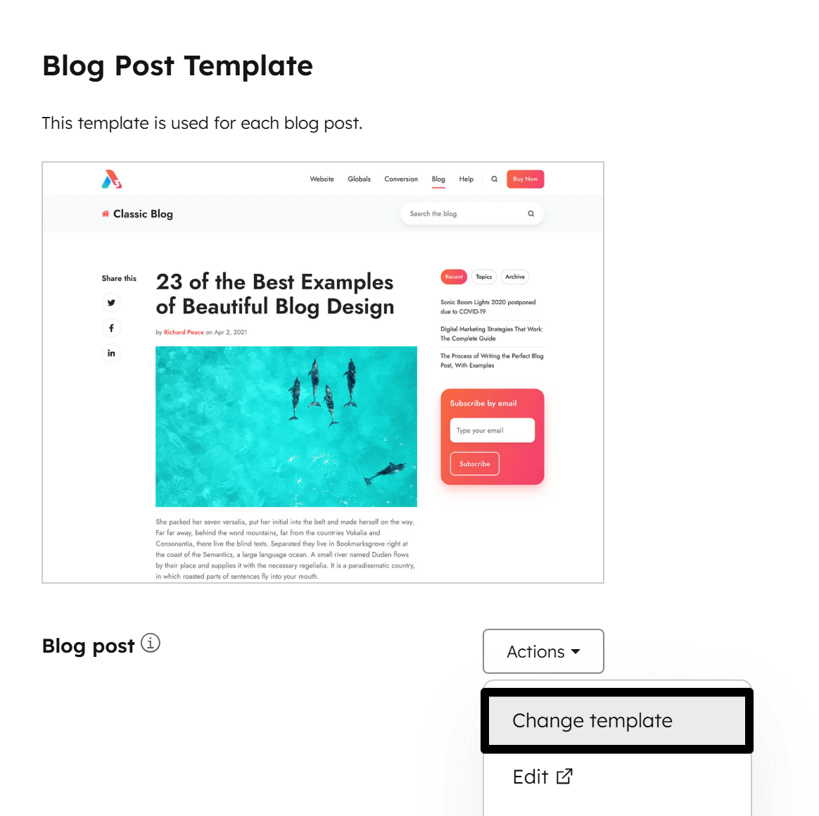 Act3 Blog Settings Templates Blog Post Change Template