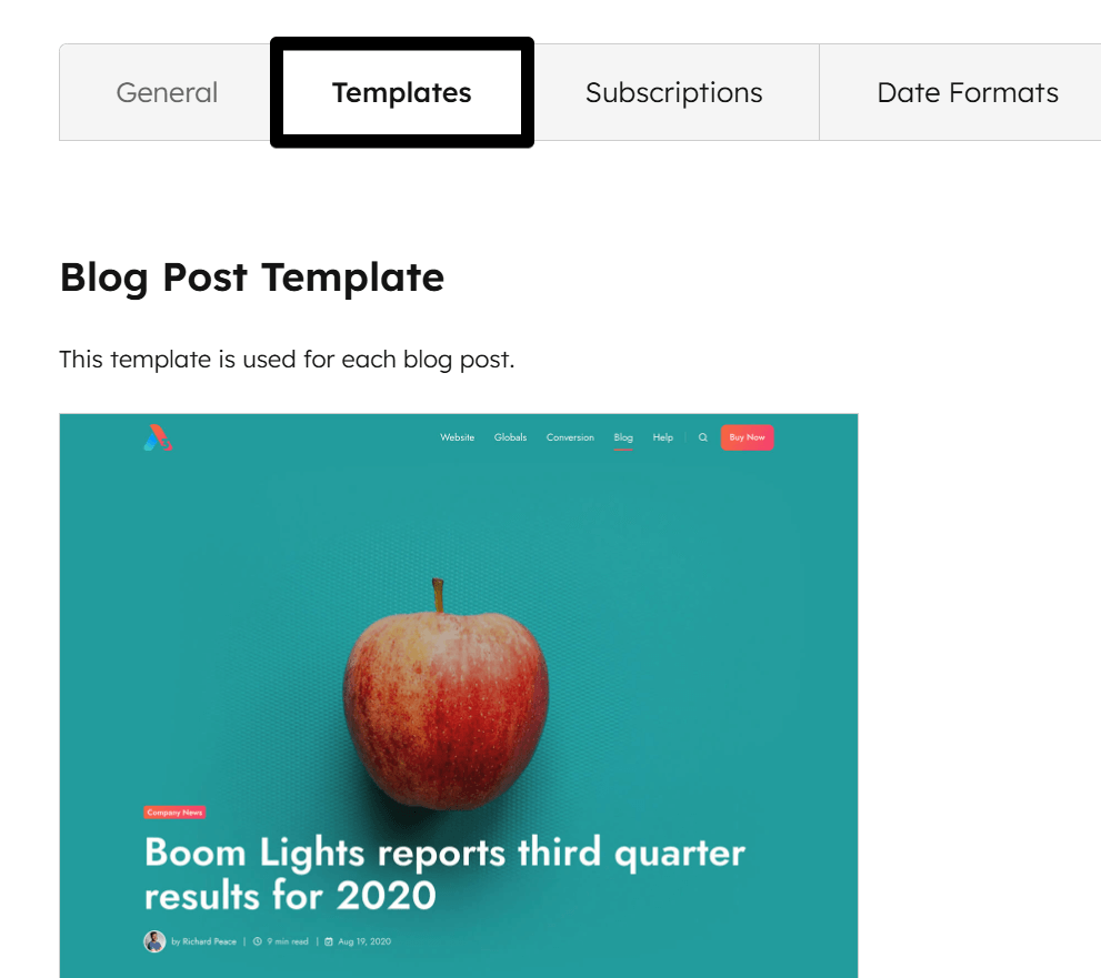 Act3 Blog Settings Templates
