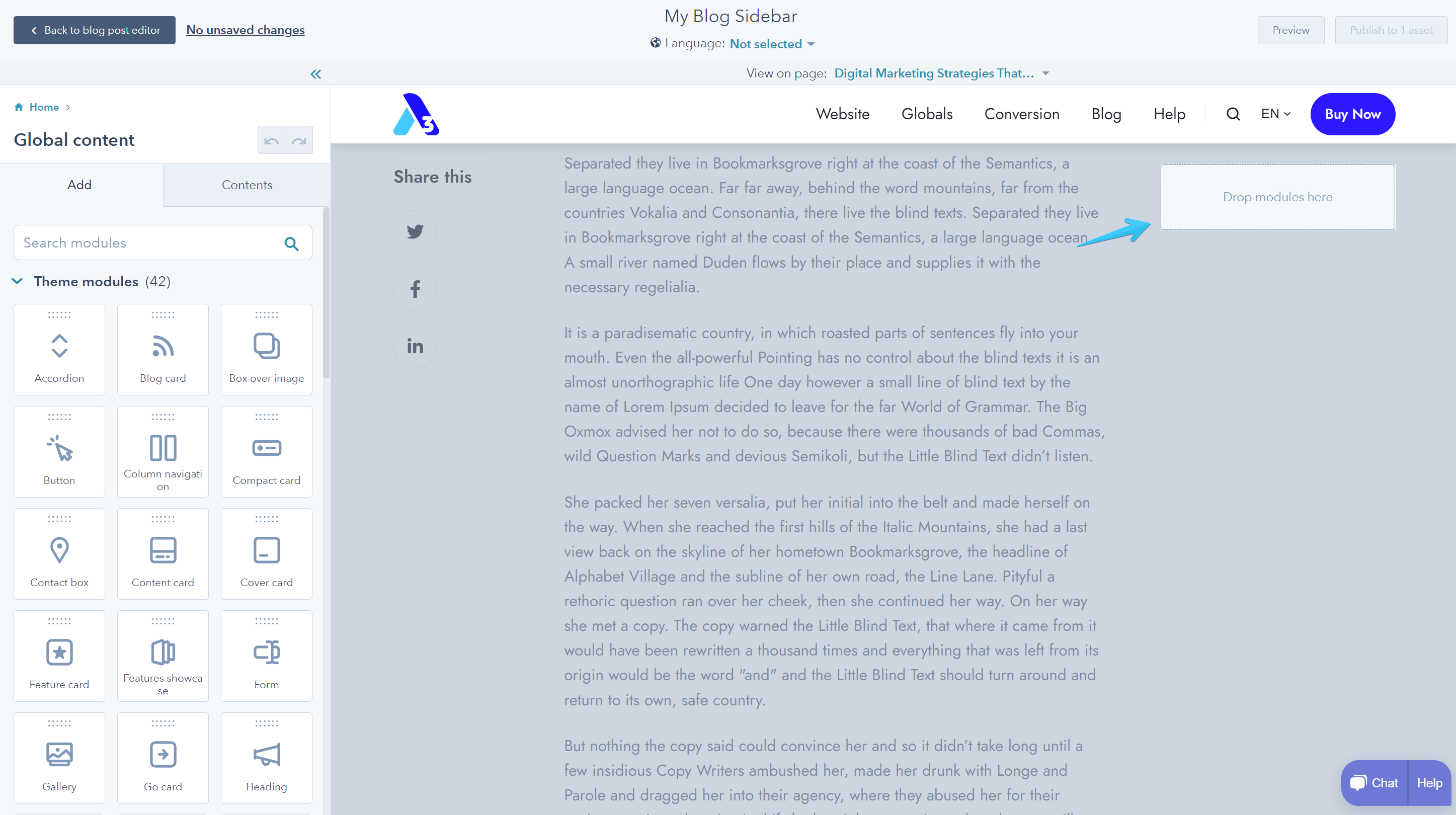 Act3 Edit Blog Global Sidebar Drop Modules Here