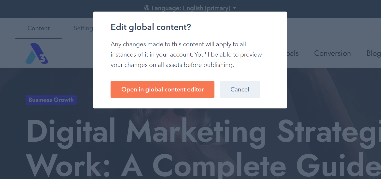 Act3 Edit My Global Sidebar Act3 Child Blog Confirm