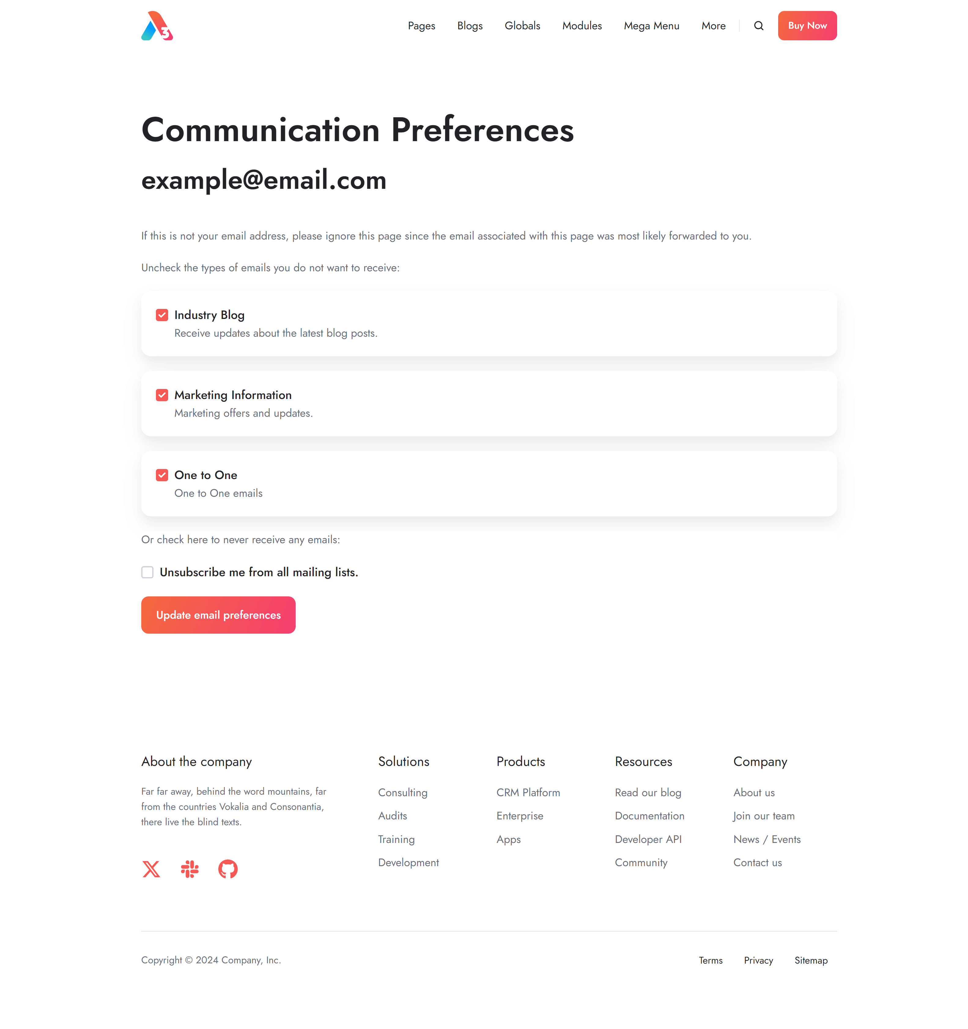 Act3 Email Subscription Preferences