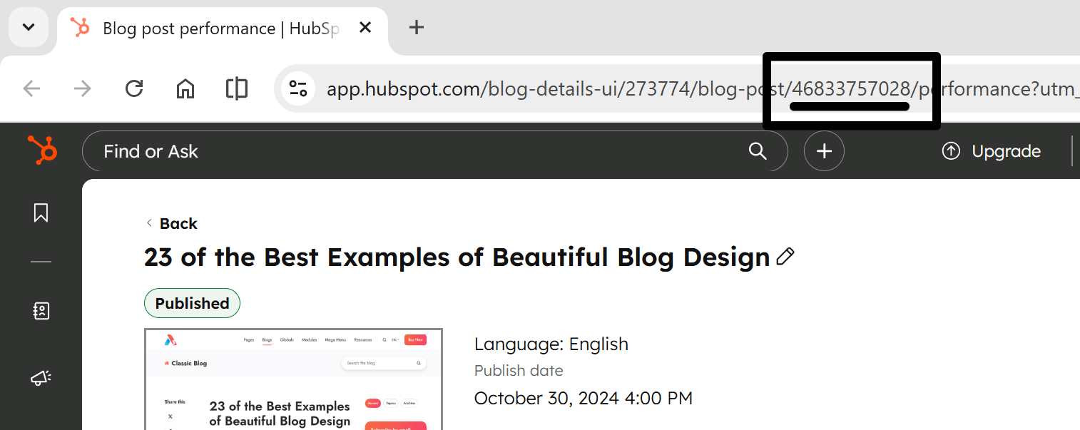 Act3 Hubspot Post Id In Url