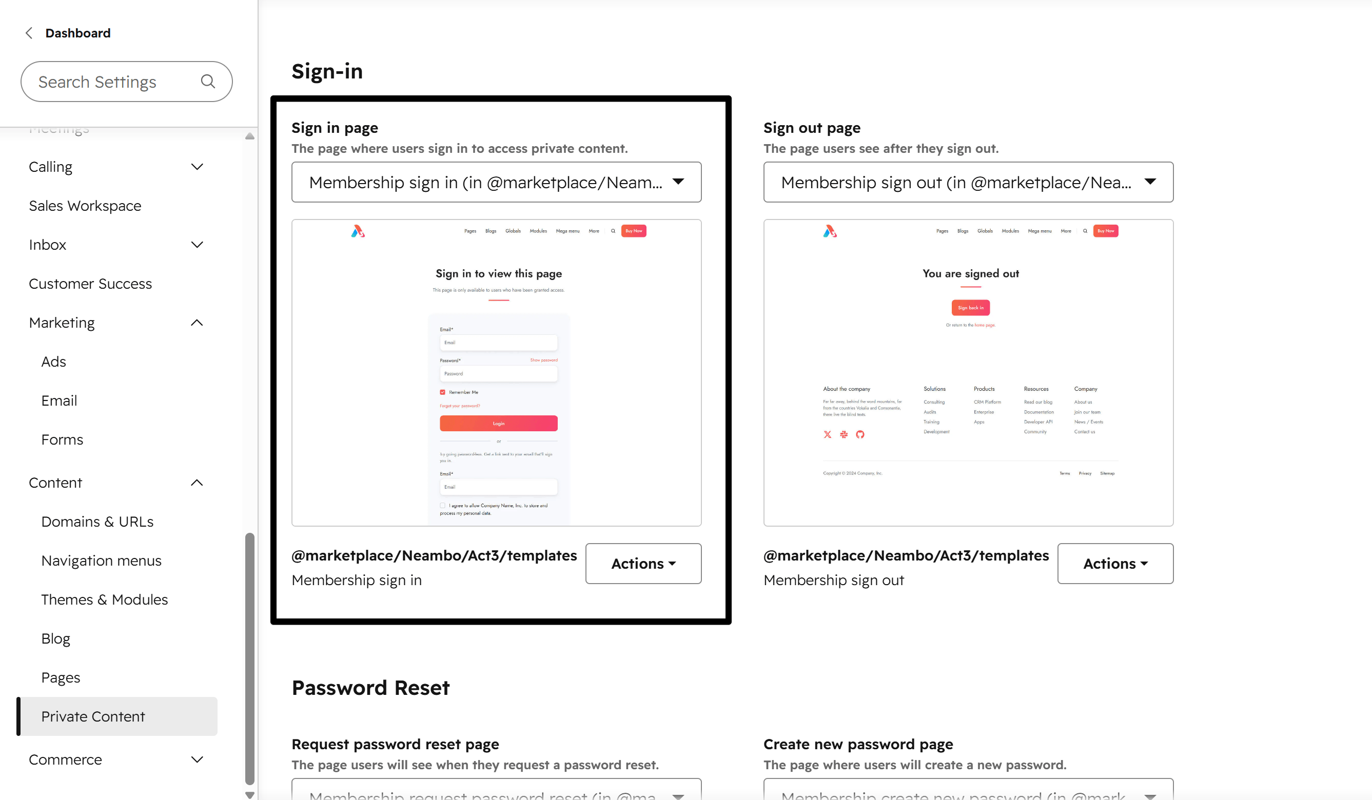 Act3 Membership Pages Settings Sign In