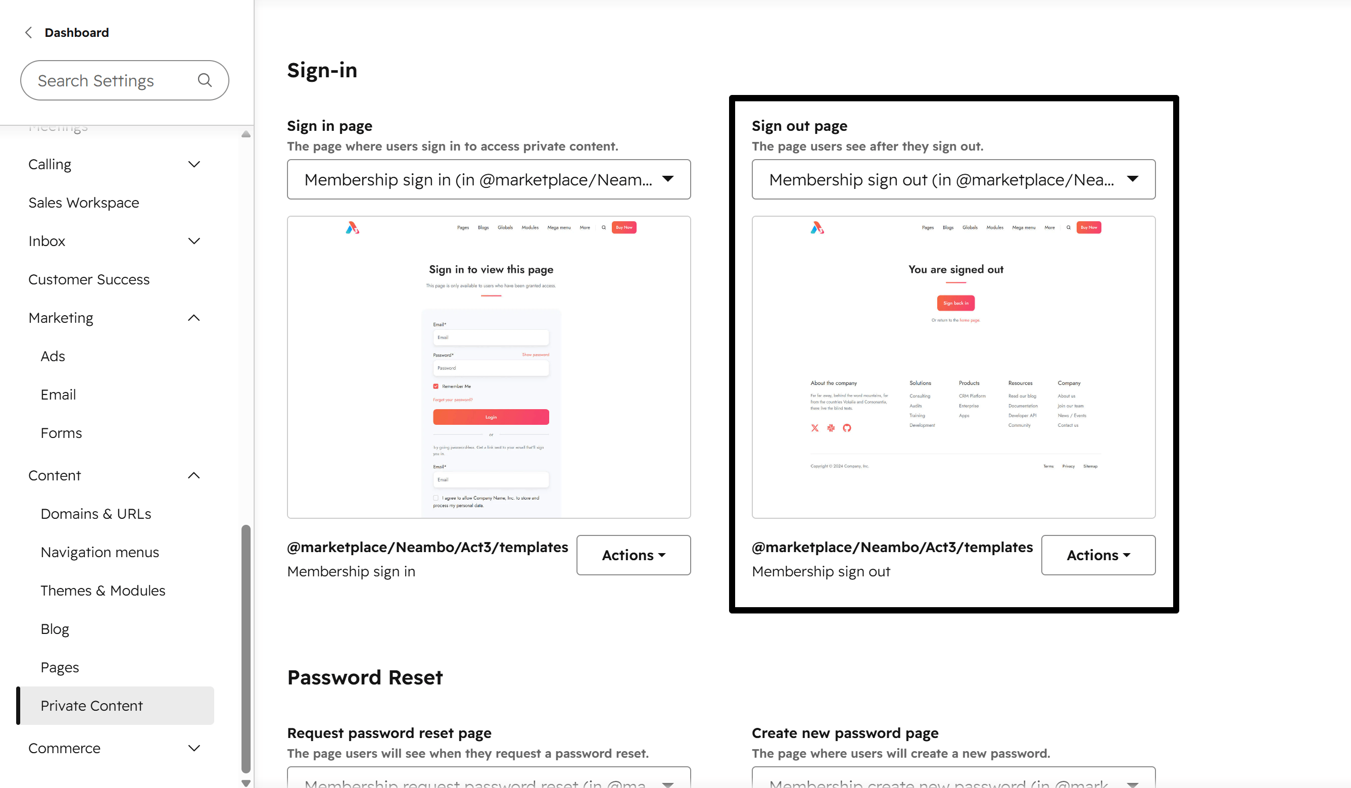 Act3 Membership Pages Settings Sign Out