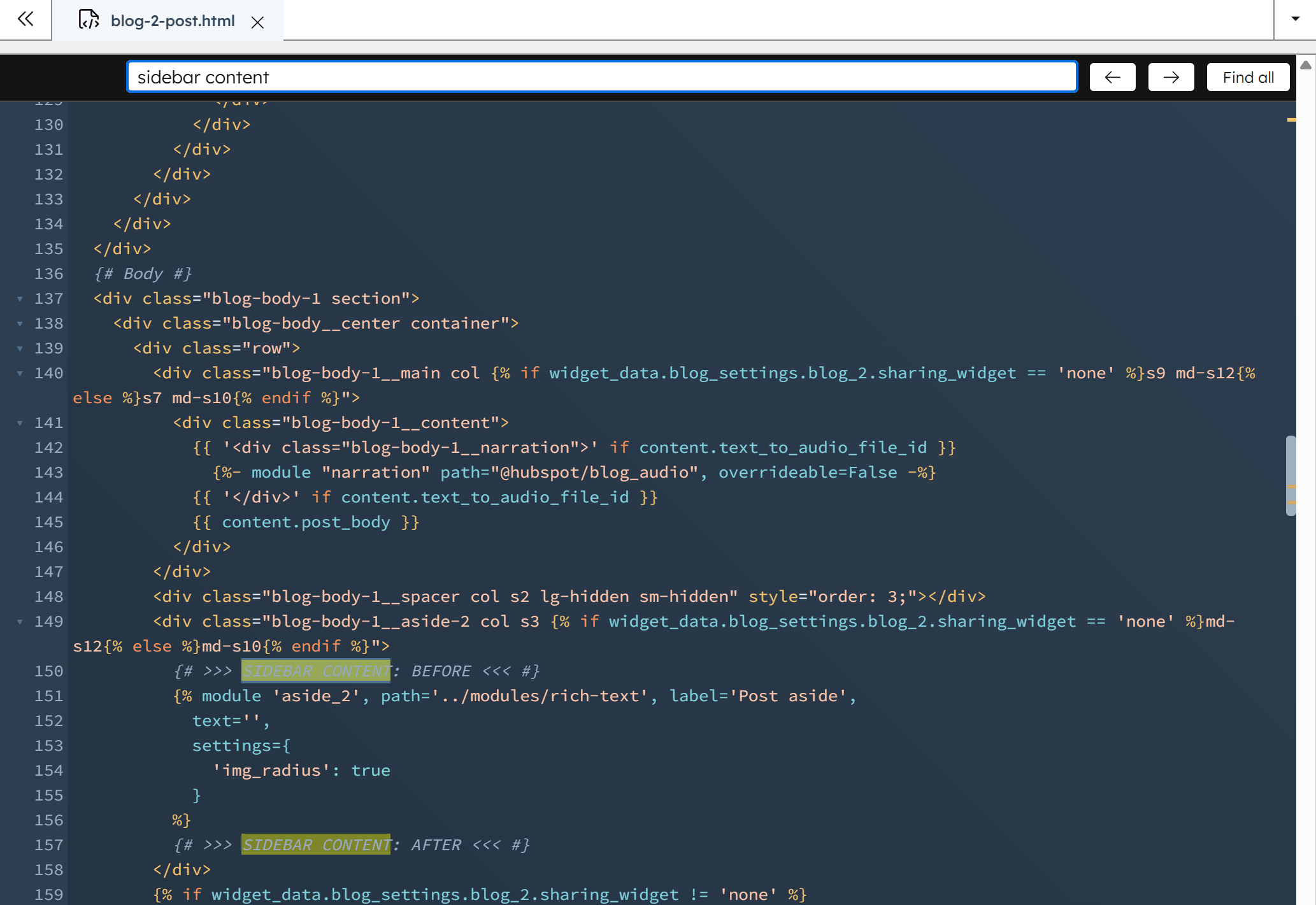 Act3 Search Code For Sidebar Global Content