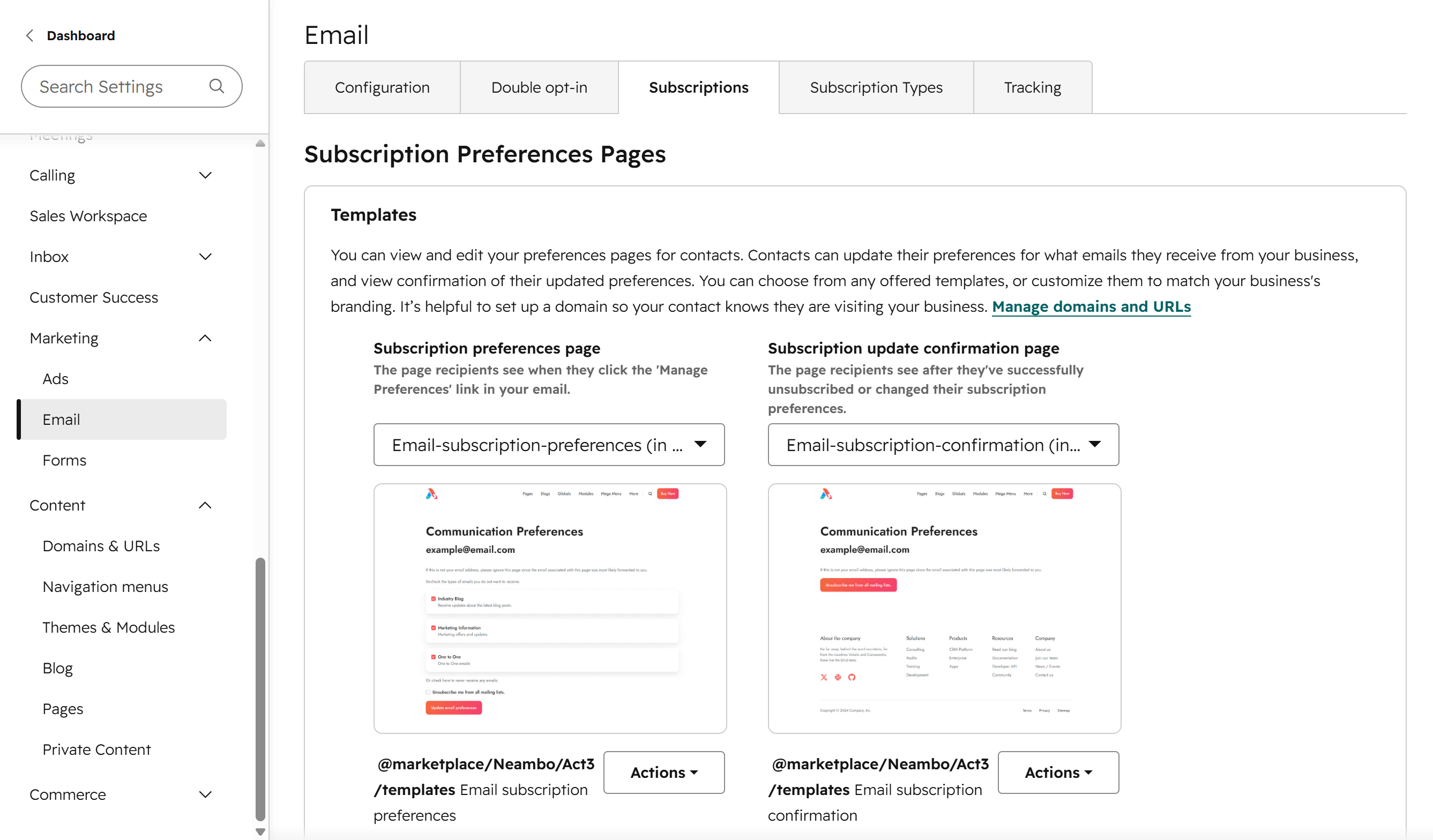 Act3 Subscription Page Templates