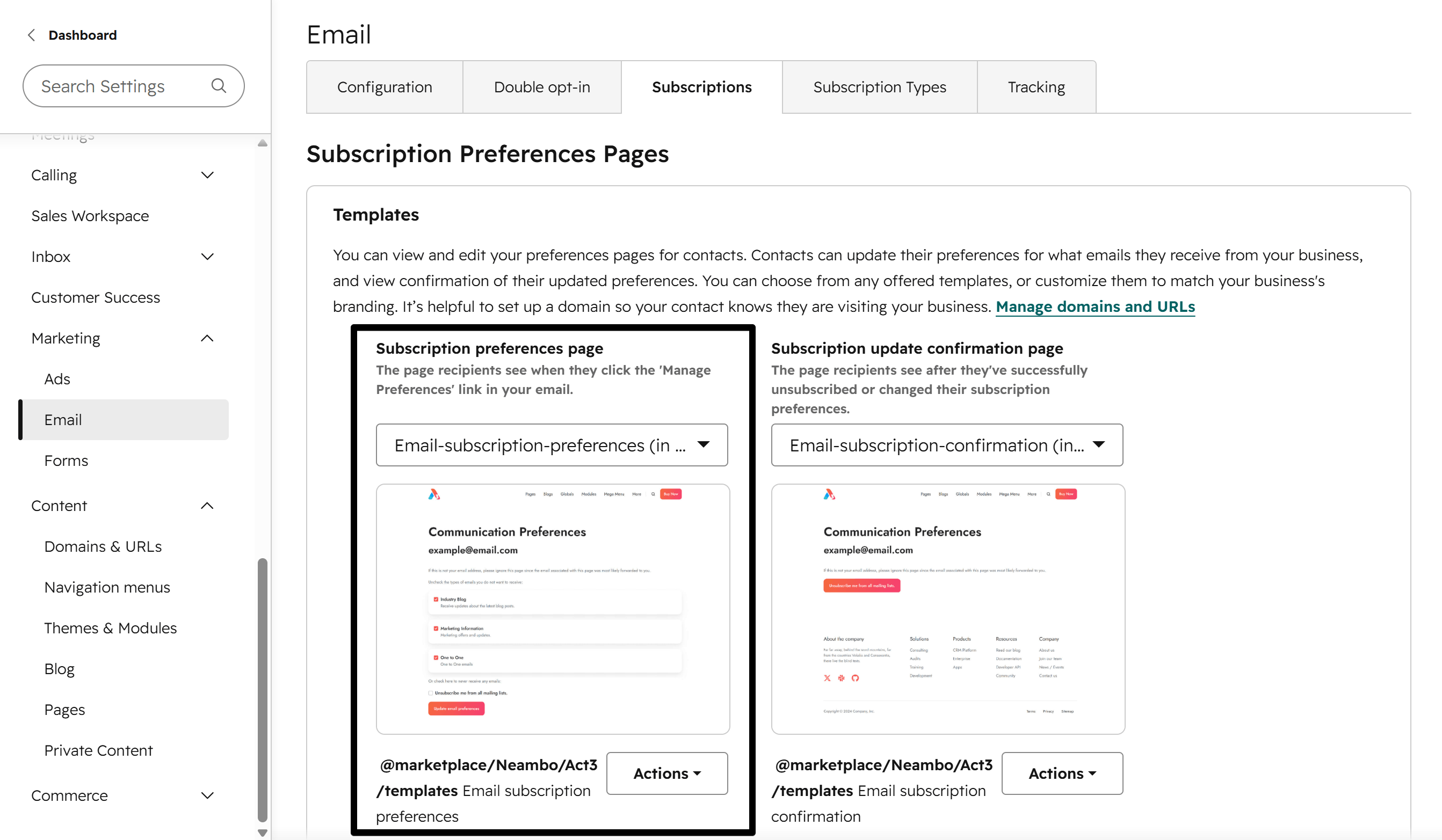 Act3 Subscription Pages Settings Preferences