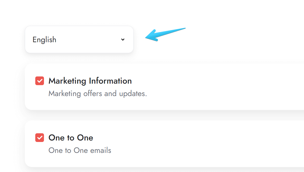 Act3 Subscription Preferences Language Selector