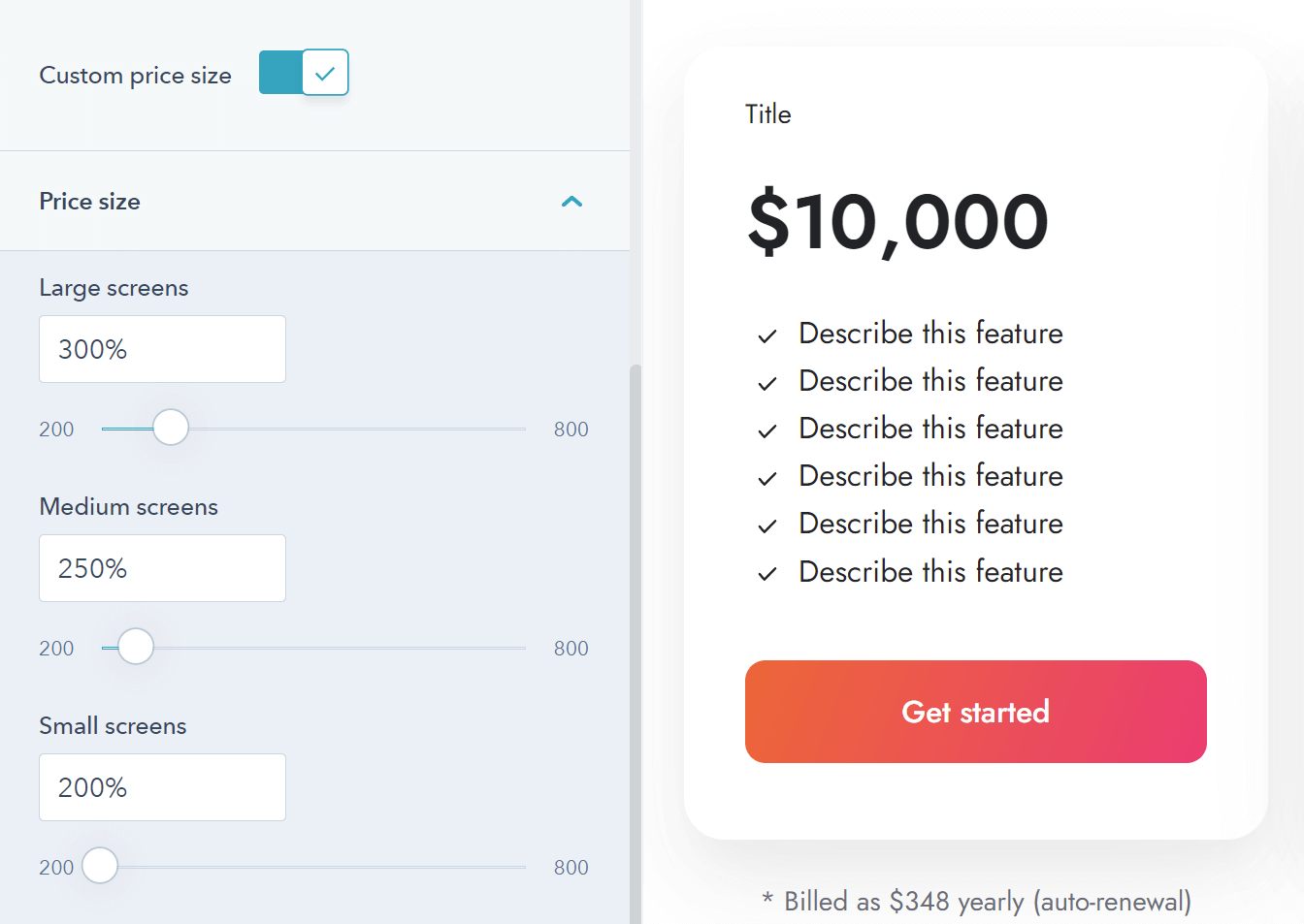 Act3 V12 Pricing Price Size