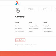 Full-width mega menu