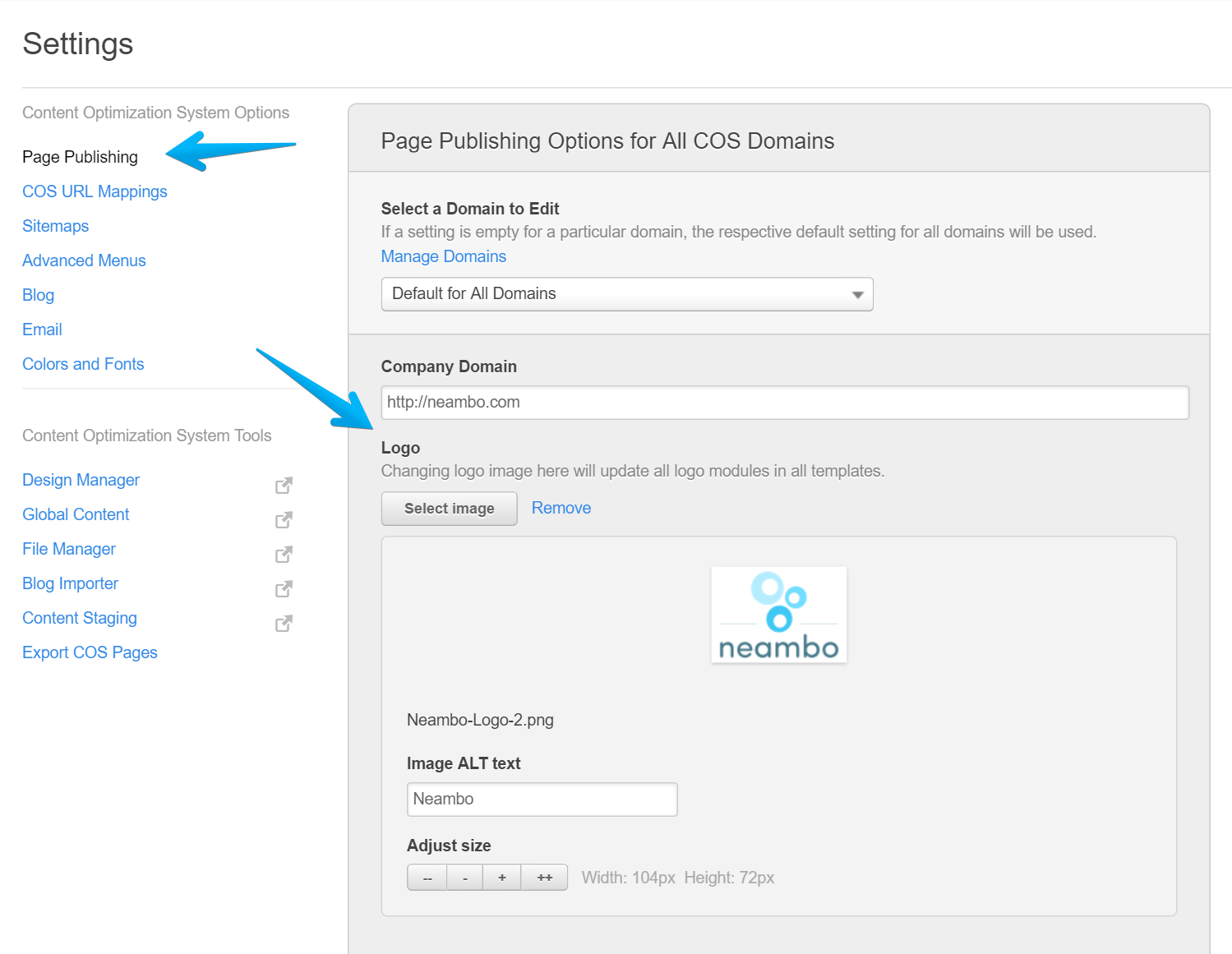 Edit the Logo in Content Settings in Act Theme for HubSpot