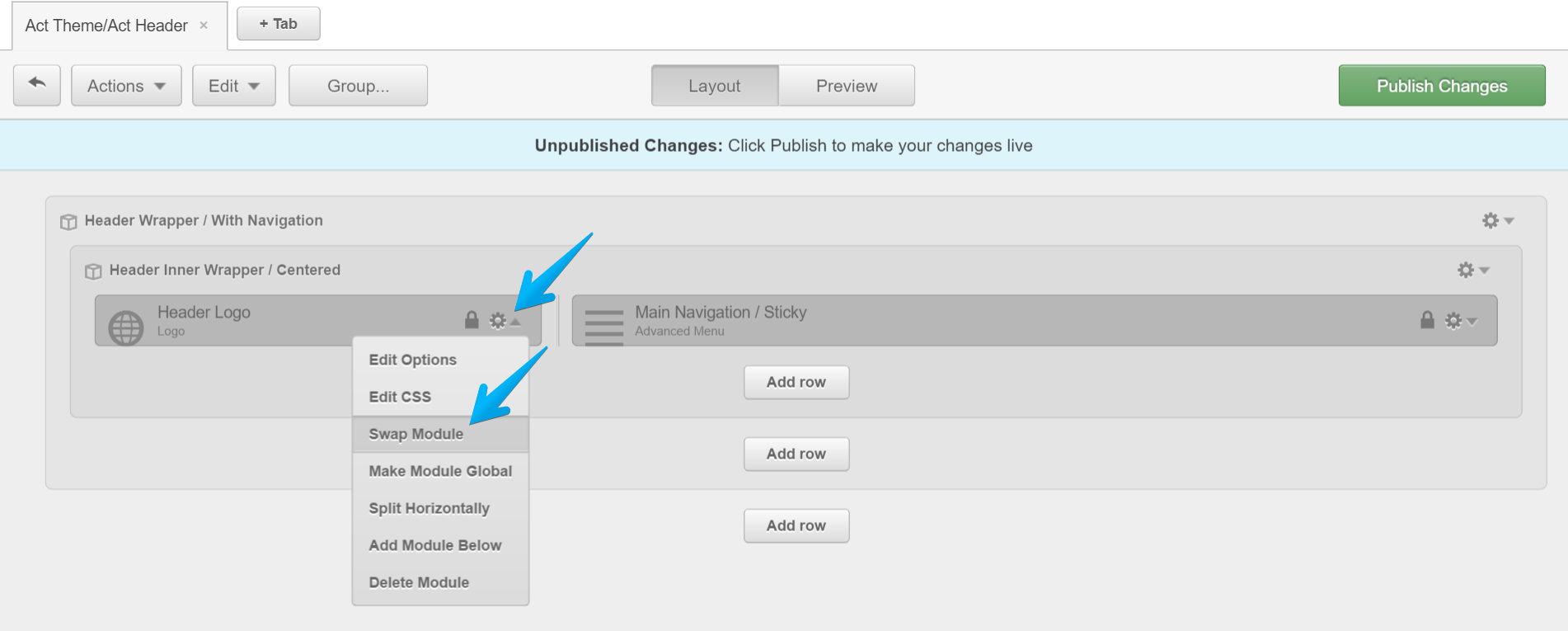 Swap Logo module in Act Theme for HubSpot COS