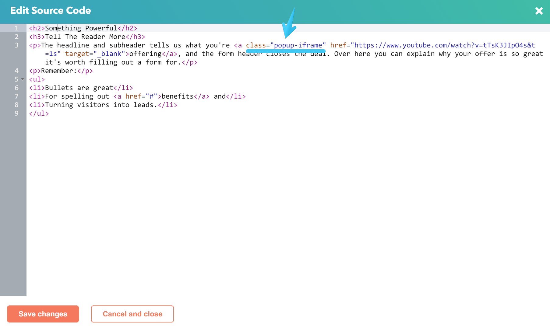 Act2 Template Builder Rich Text Module Popup Iframe CSS Class