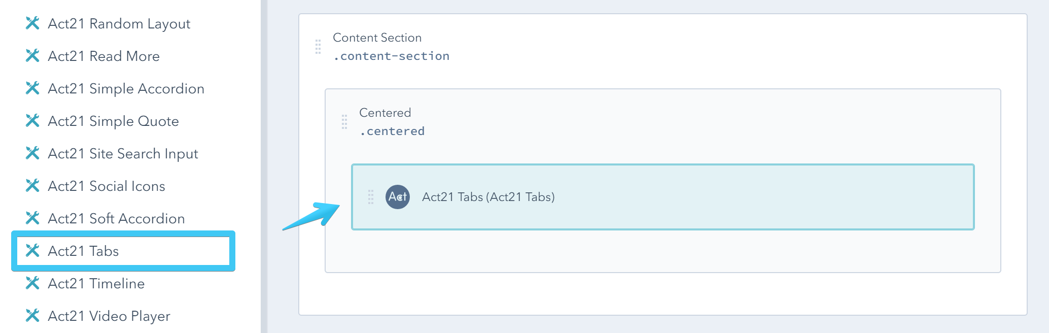 Act2 Template Builder Tabs Custom Module