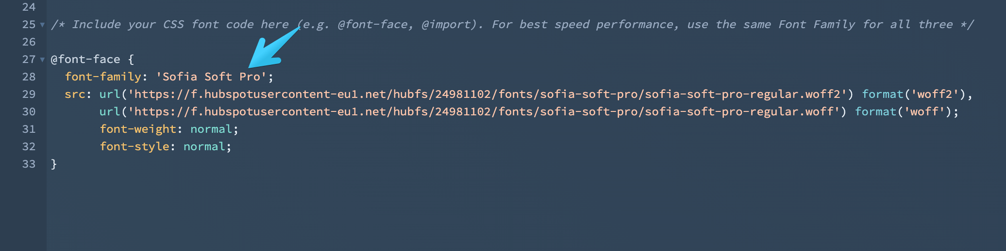 Act3 - Replace font name in the CSS