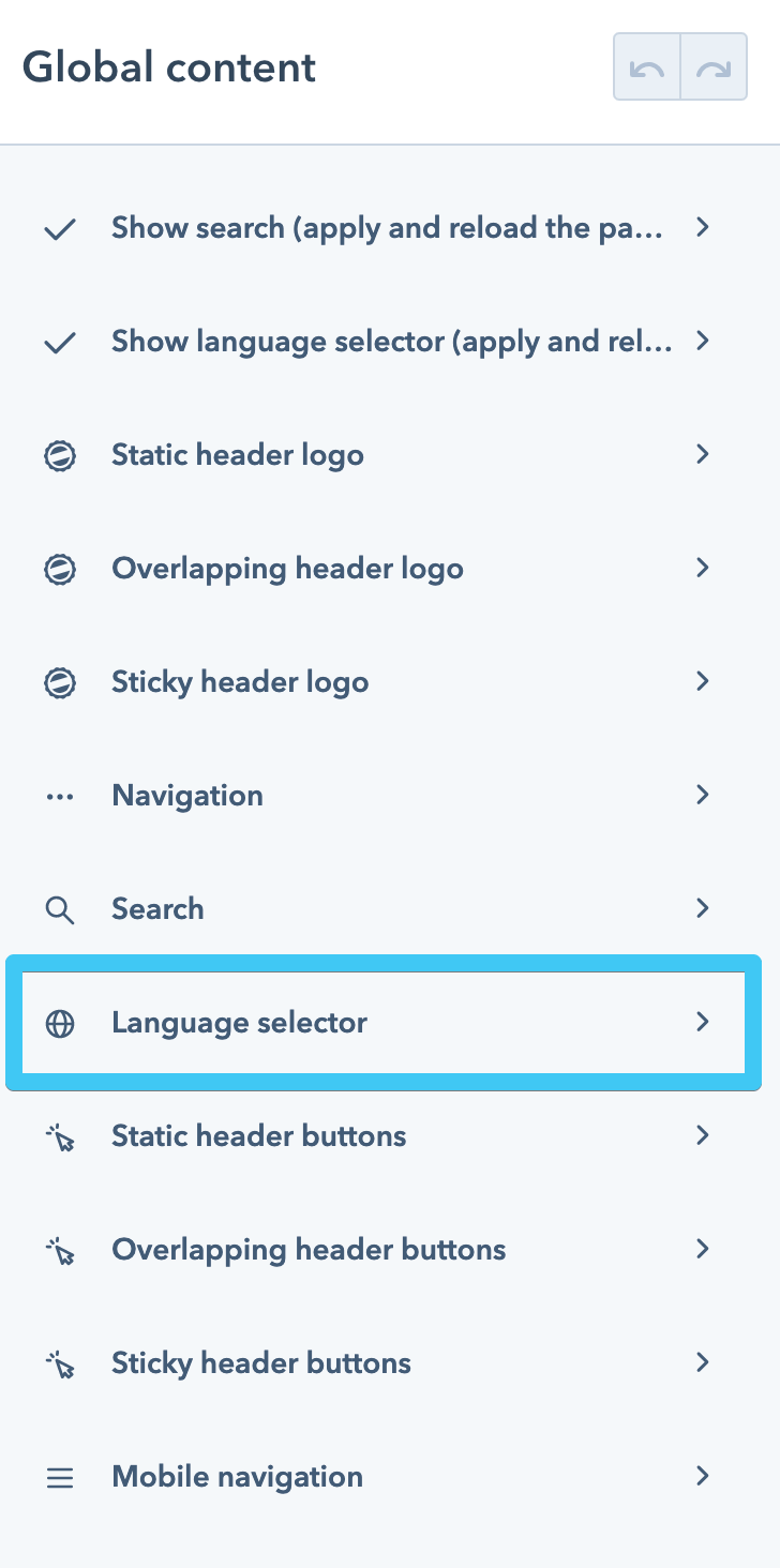 Act3 - Header 1 - Language selector module