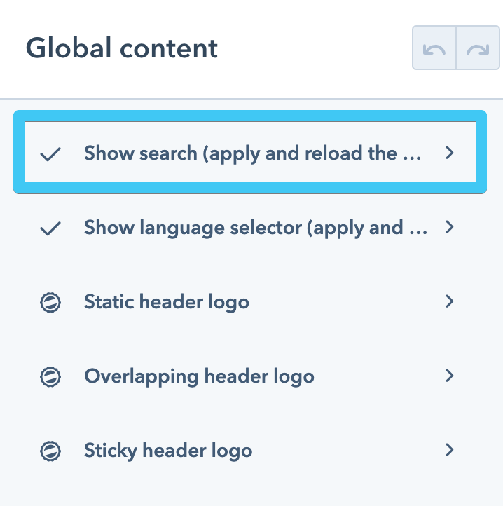 Act3 - Header 5 - Enable search - Step 1