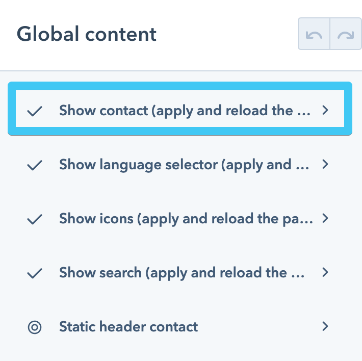 Act3 - Header 6 - Enable contact info - Step 1