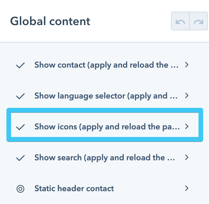 Act3 - Header 6 - Enable icons - Step 1