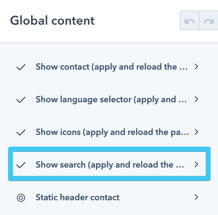 Act3 - Header 6 - Enable search - Step 1