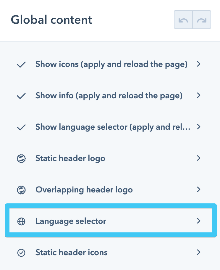 Act3 - Header LP 1 - Language selector module
