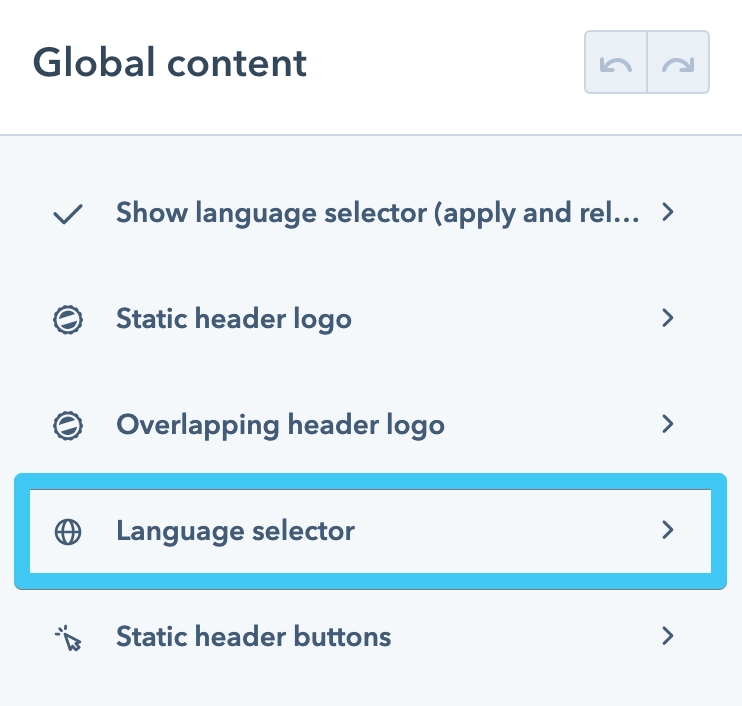 Act3 - Header LP 2 - Language selector module