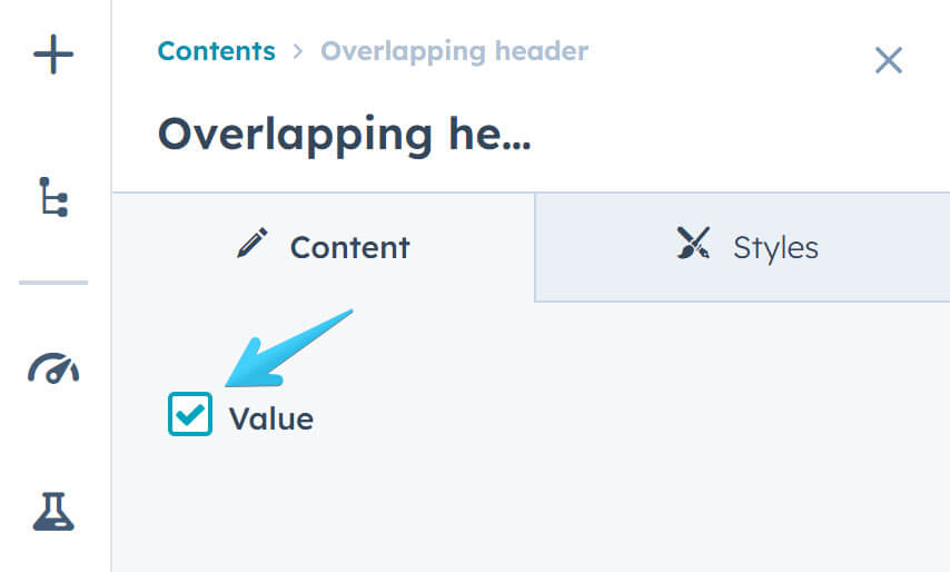 Act3 > Page editor > Contents > Overlapping header > Step 2