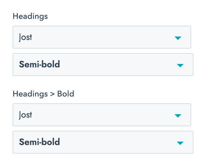 Act3 Theme Settings - Typography - Fonts - Headings
