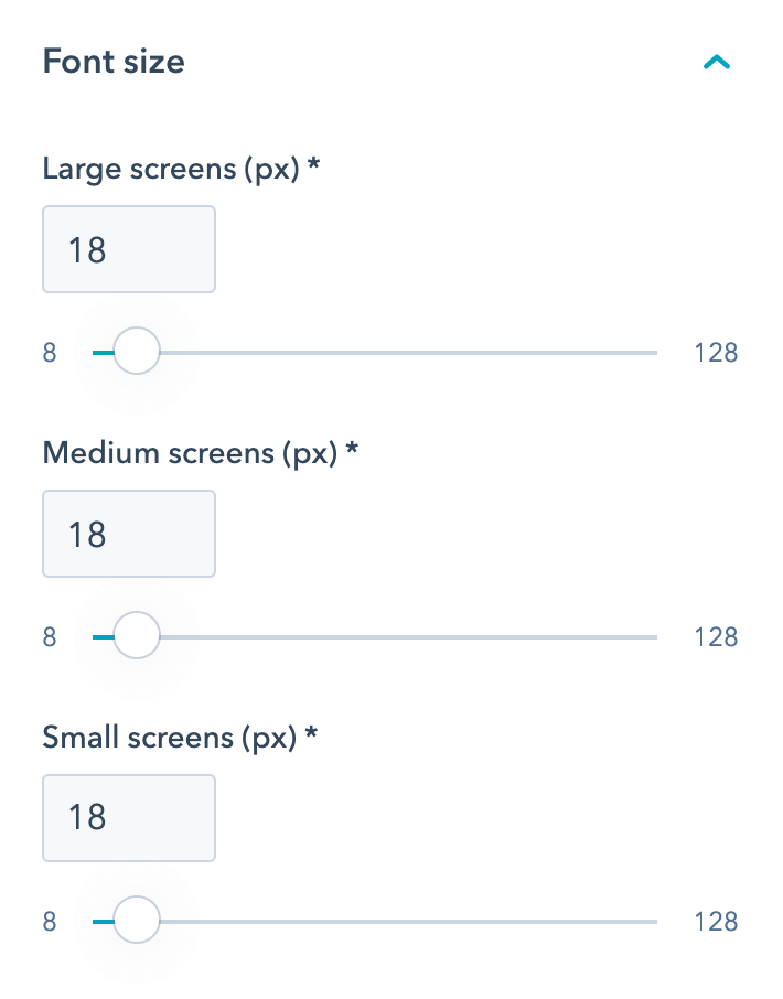 Act3 Theme Settings - Typography - Text - Font size