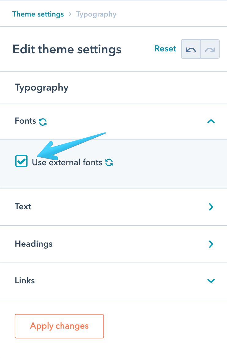 Act3 - Theme settings - Typography - Use external fonts