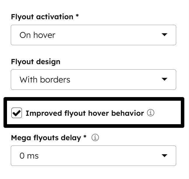 Act3 Navigation module > Improved flyout hover behavior option