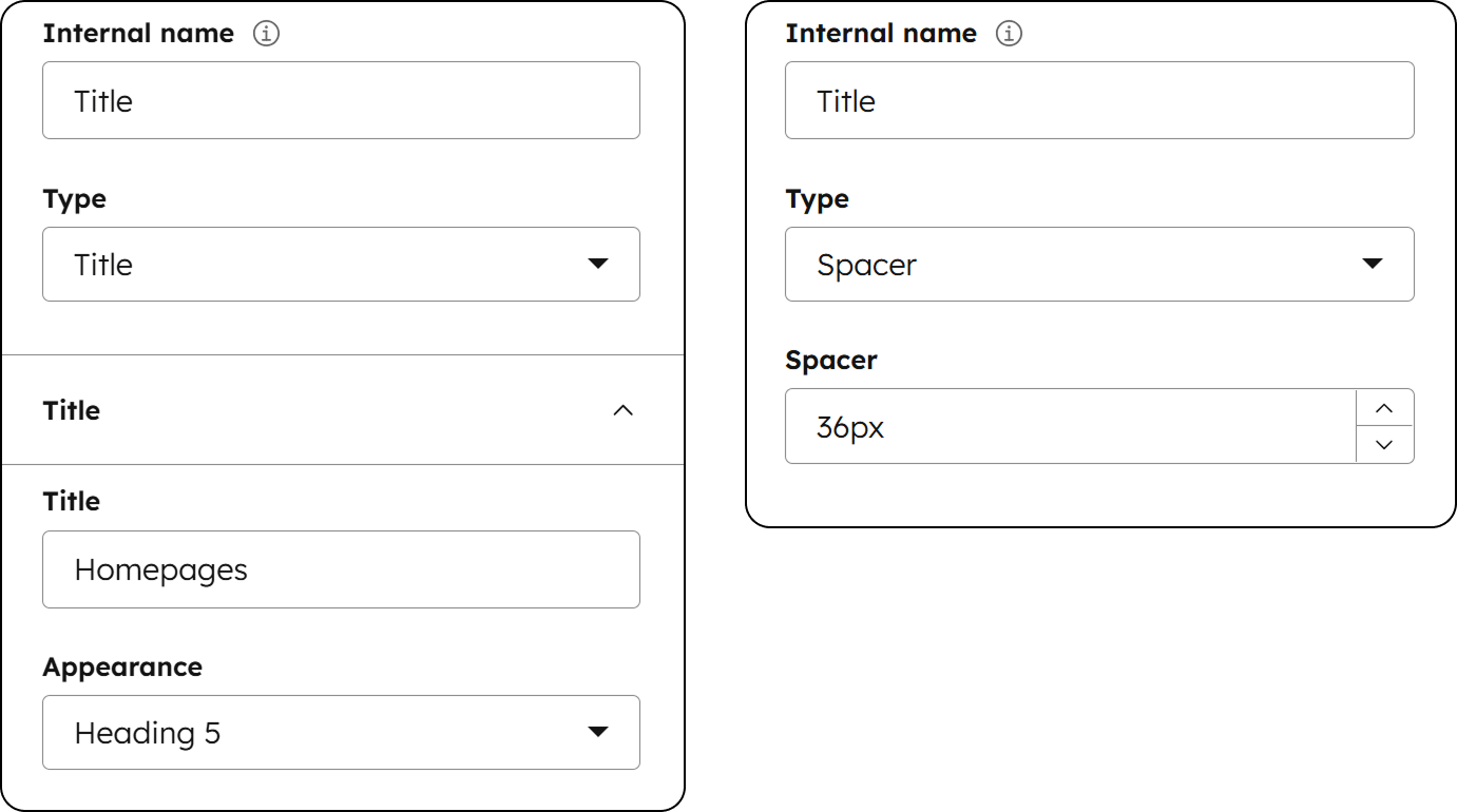 Act3 v43 Navigation module Title and Spacer options