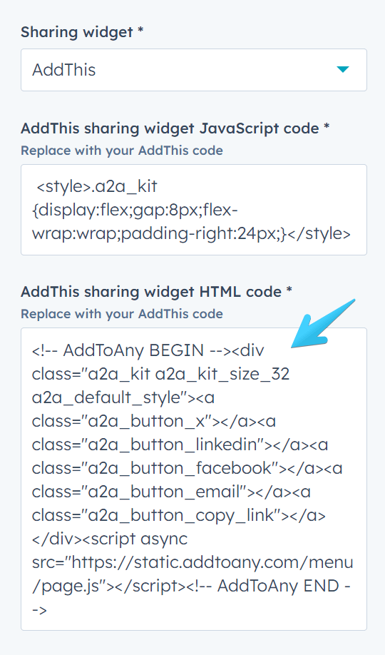 Replacing AddThis sharing widget - Code 1