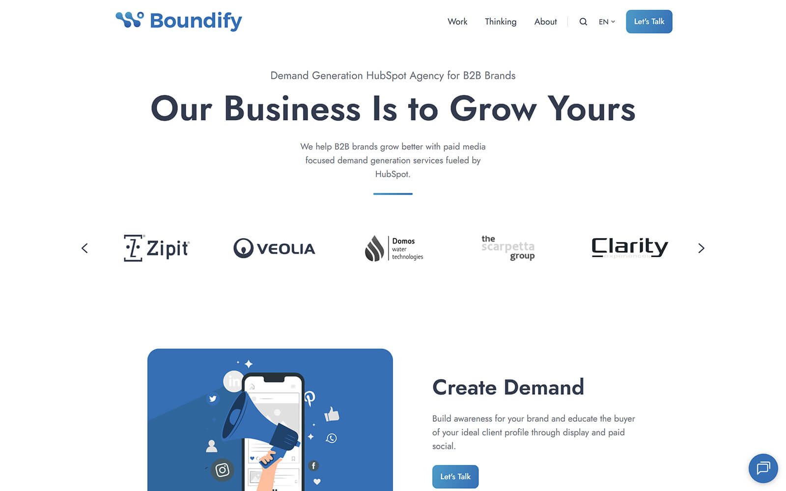 The beautiful boundify.io website created with Act3 on the HubSpot CMS