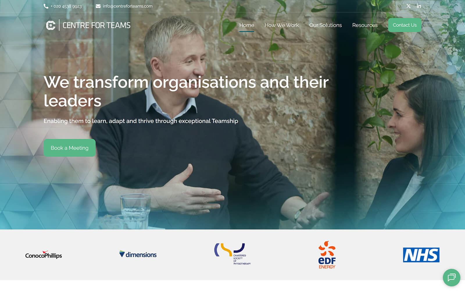 The beautiful centreforteams.com website created with Act3 on the HubSpot CMS