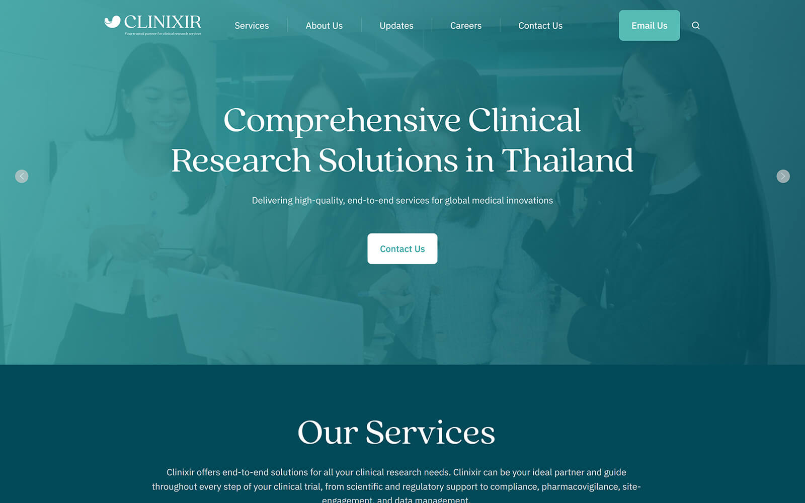 The beautiful clinixir.com website created with Act3 on the HubSpot CMS