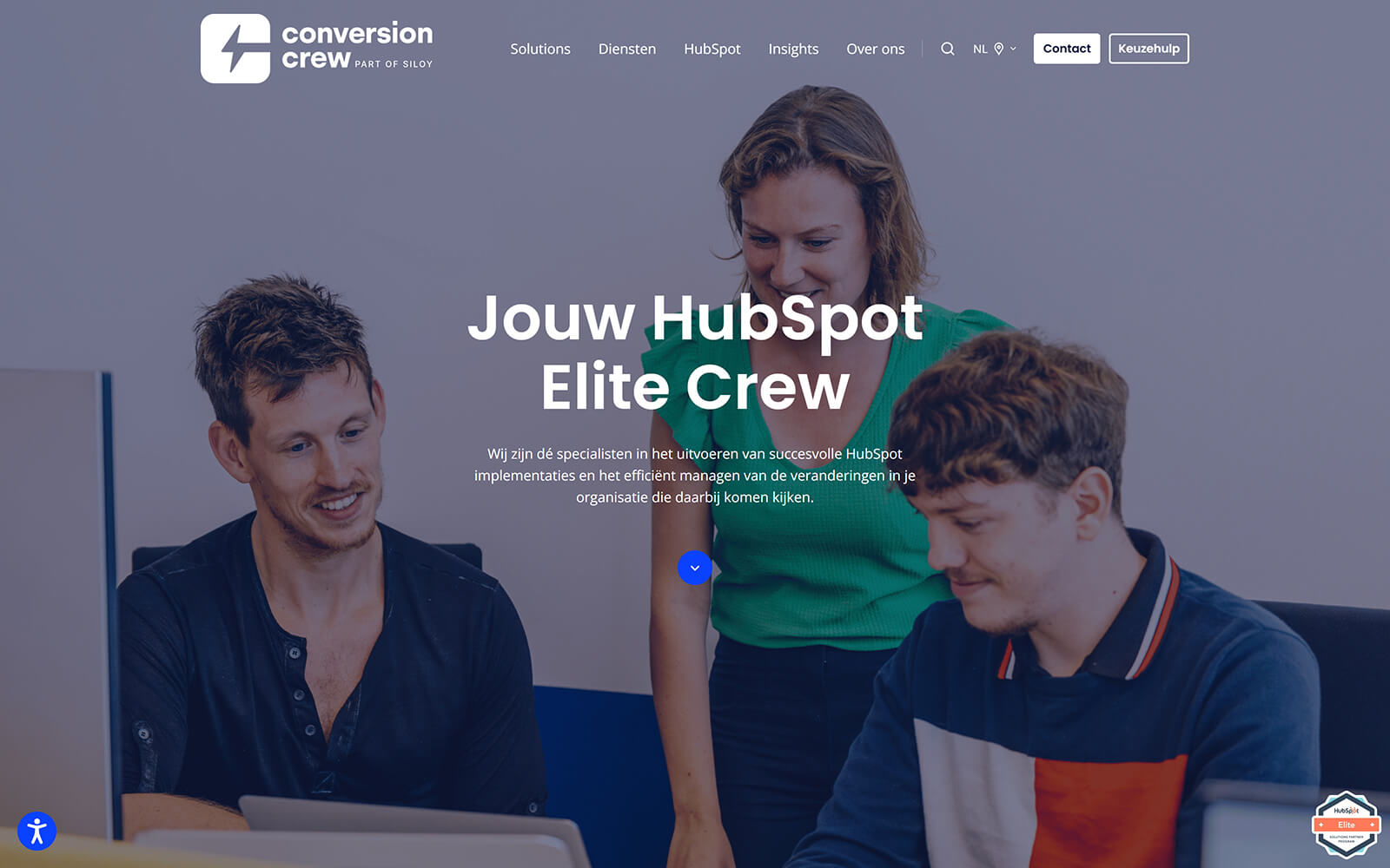 The beautiful conversioncrew.com website created with Act3 on the HubSpot CMS