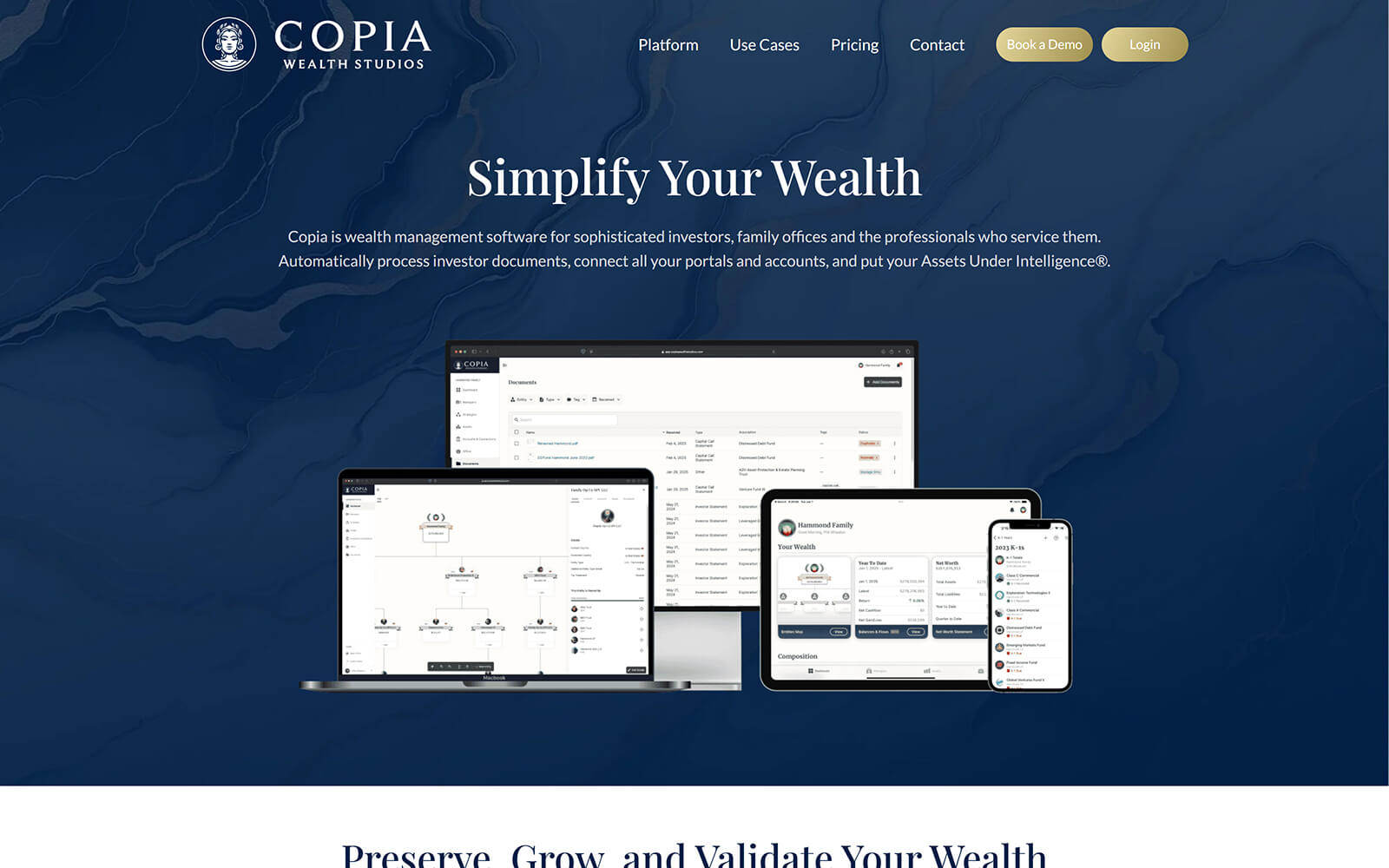 The beautiful copiawealthstudios.com website created with Act3 on the HubSpot CMS