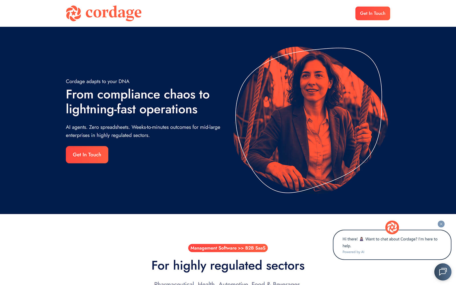 The beautiful cordage.io website created with Act3 on the HubSpot CMS