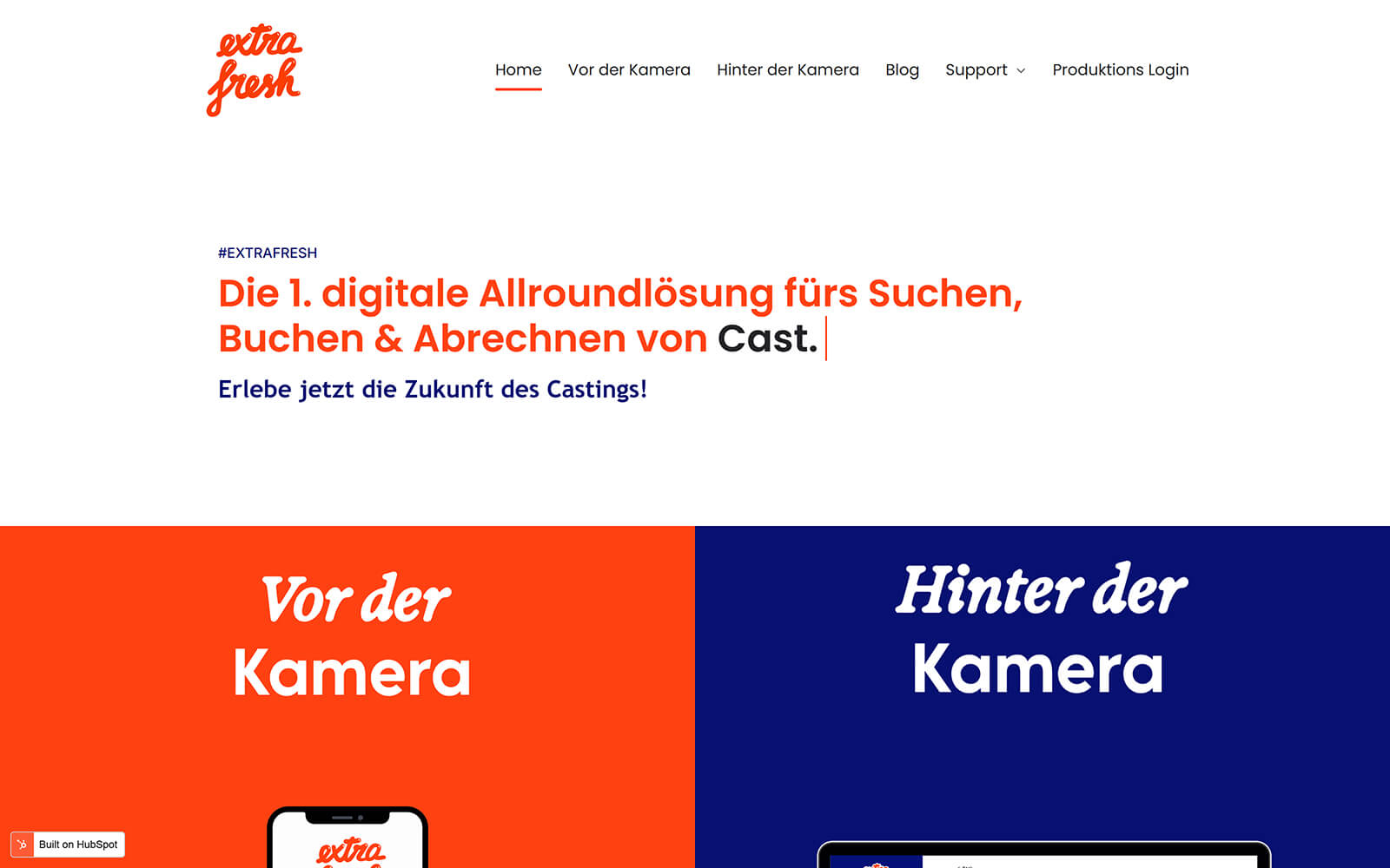 The beautiful extrafresh.app website created with Act3 on the HubSpot CMS