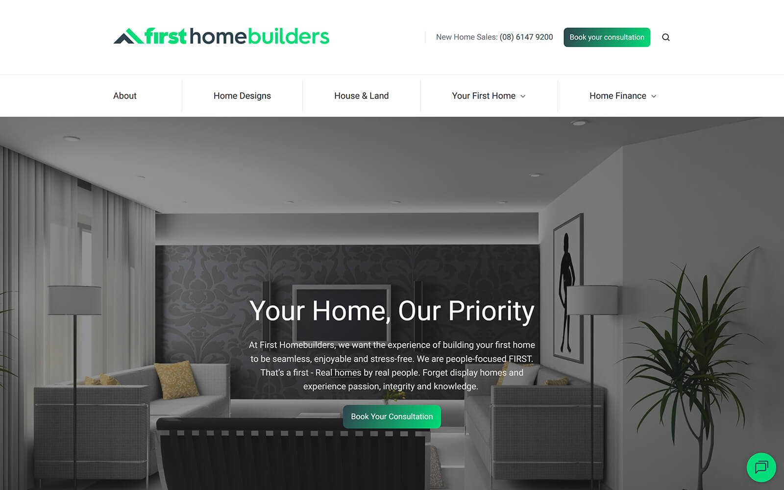 The beautiful firsthomebuilders.com.au website created with Act3 on the HubSpot CMS