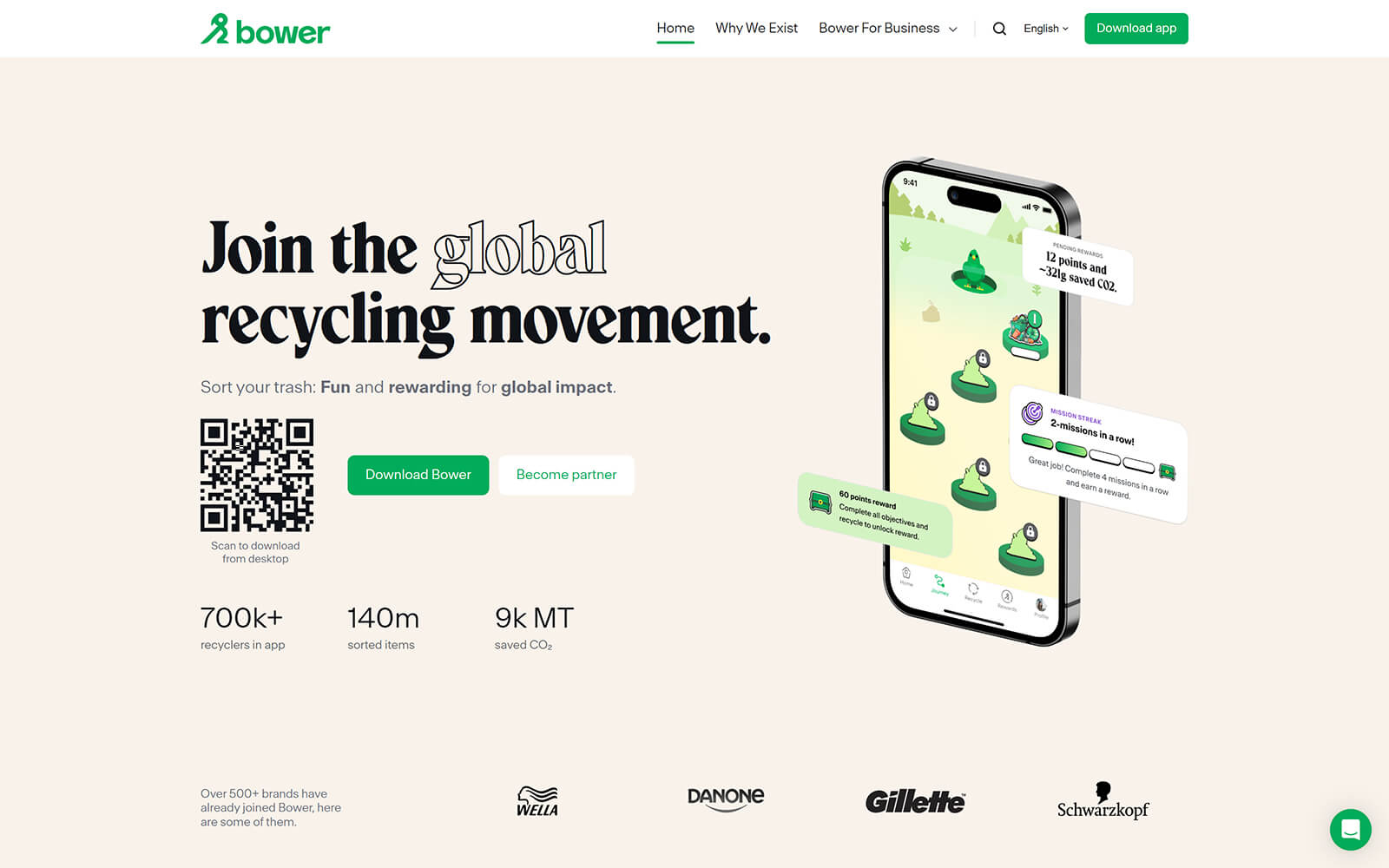 The beautiful getbower.com website created with Act3 on the HubSpot CMS