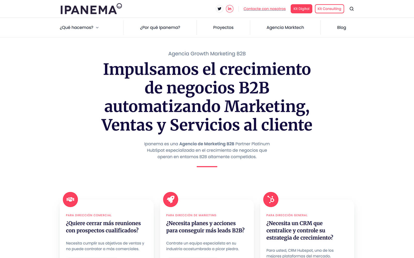 The beautiful ipanemacomunicacion.com website created with Act3 on the HubSpot CMS