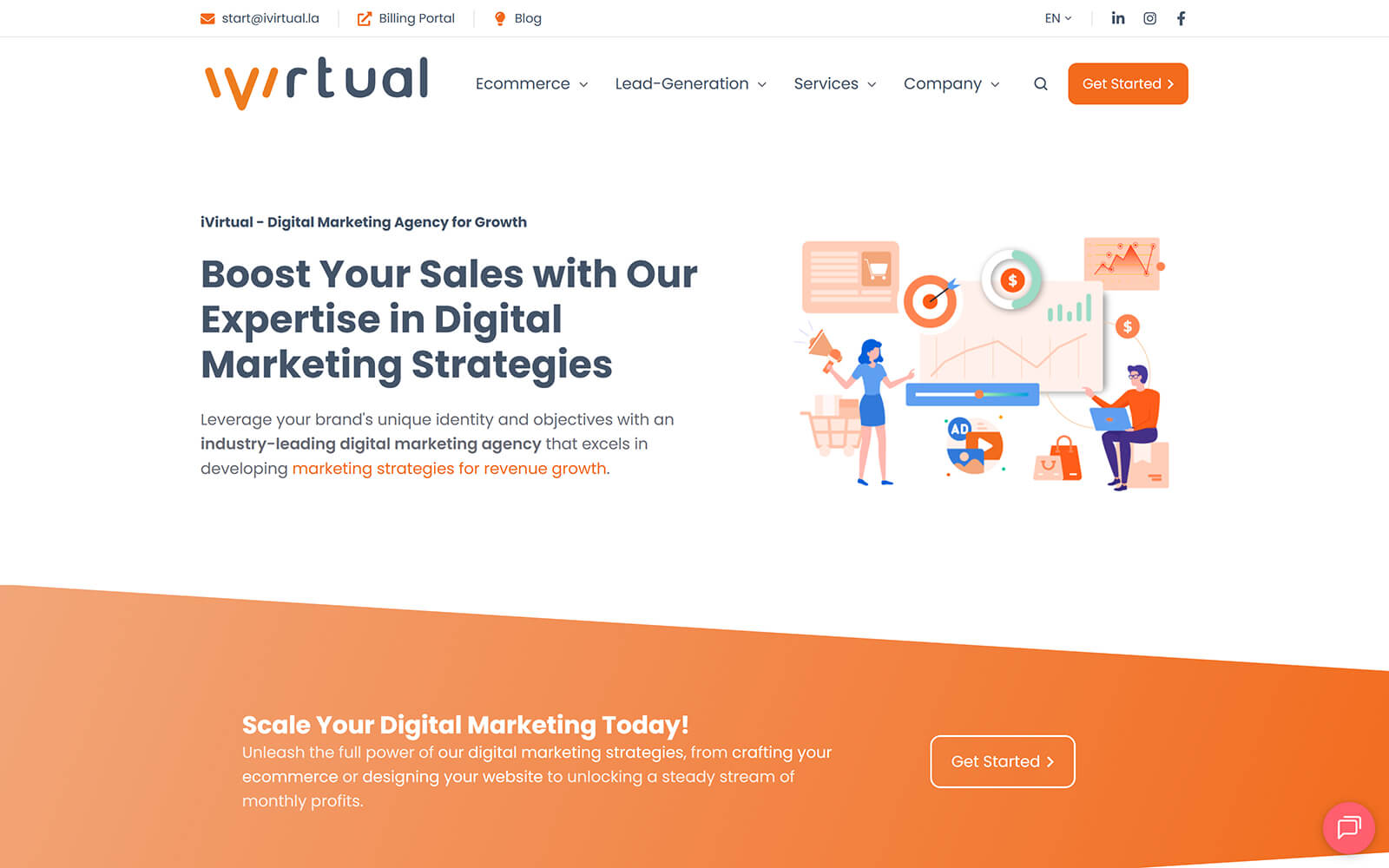 The beautiful ivirtual.agency website created with Act3 on the HubSpot CMS