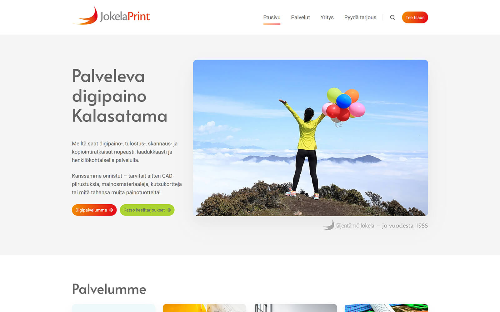 The beautiful jokelaprint.fi website created with Act3 on the HubSpot CMS