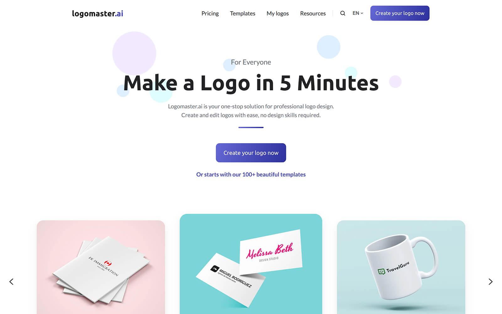 The beautiful logomaster.ai website created with Act3 on the HubSpot CMS