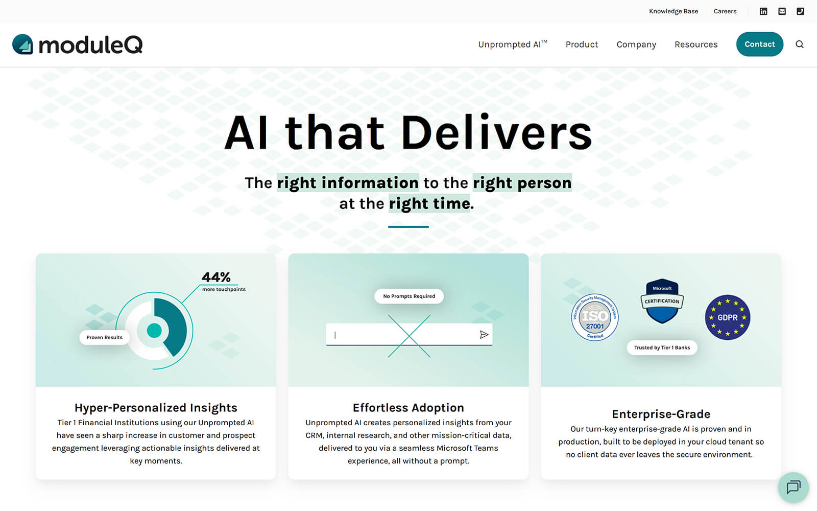The beautiful moduleq.com website created with Act3 on the HubSpot CMS