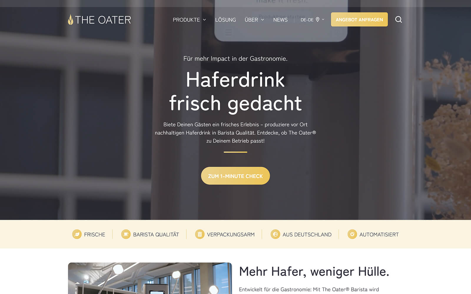 The beautiful oater.de website created with Act3 on the HubSpot CMS